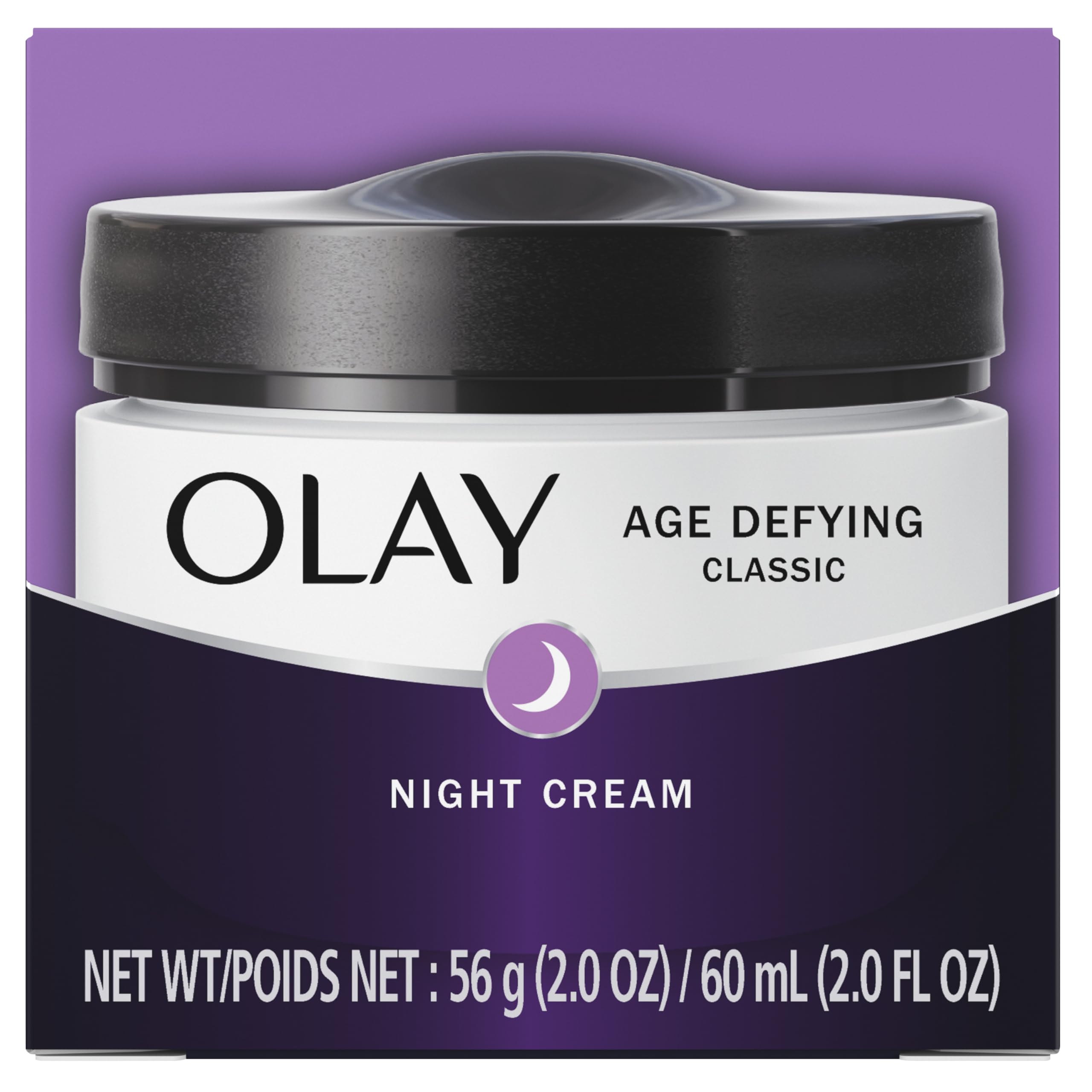 Olay Night Cream packaging with vitamins C & E suggests nourishing skin support.