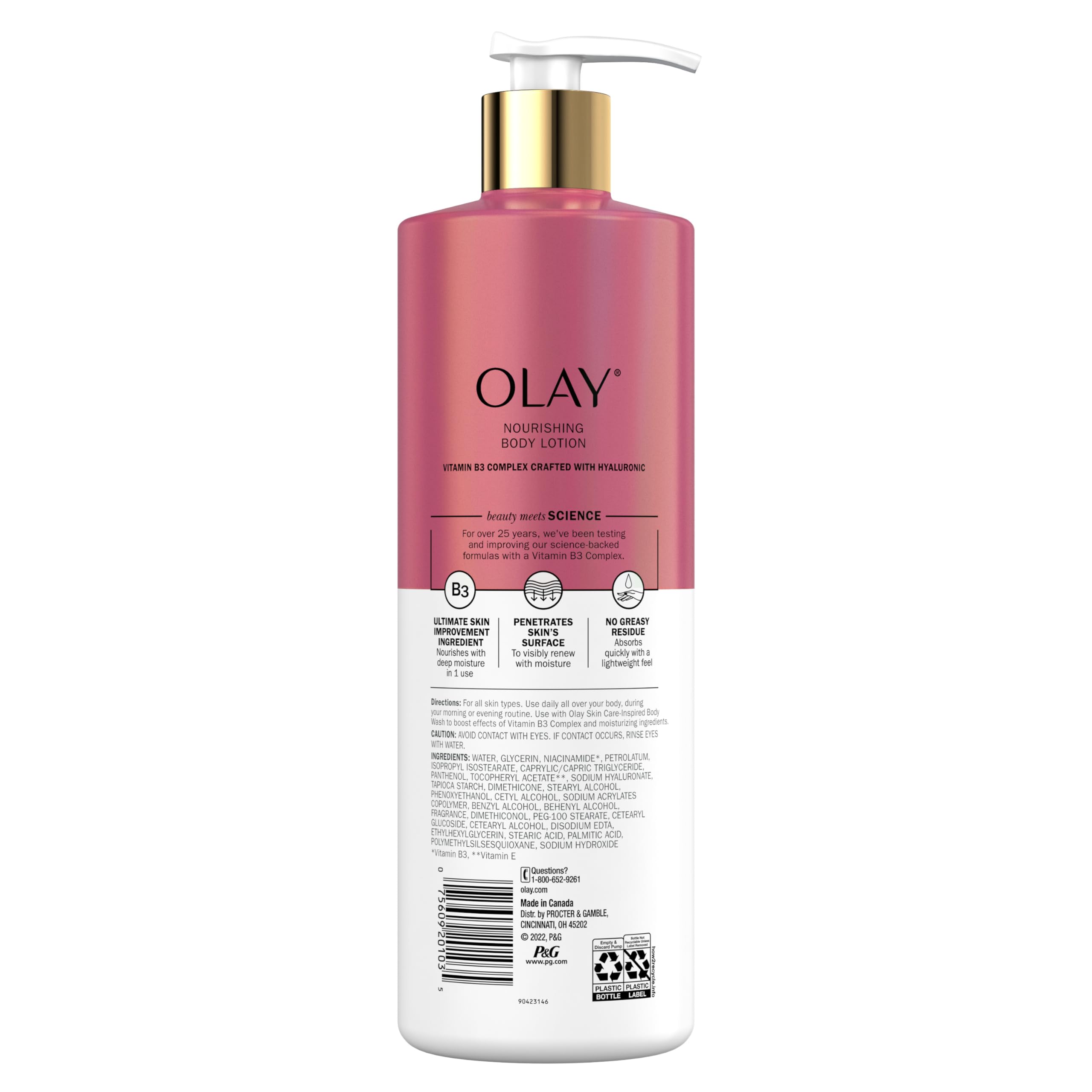 Olay Nourishing and Hydrating Body Lotion hyaluronic acid supports skin moisture retention
