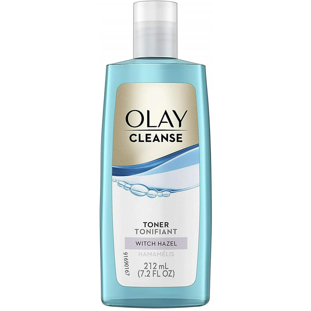 Olay Oil Minimizing Toner being applied to a cotton pad for gentle cleansing.