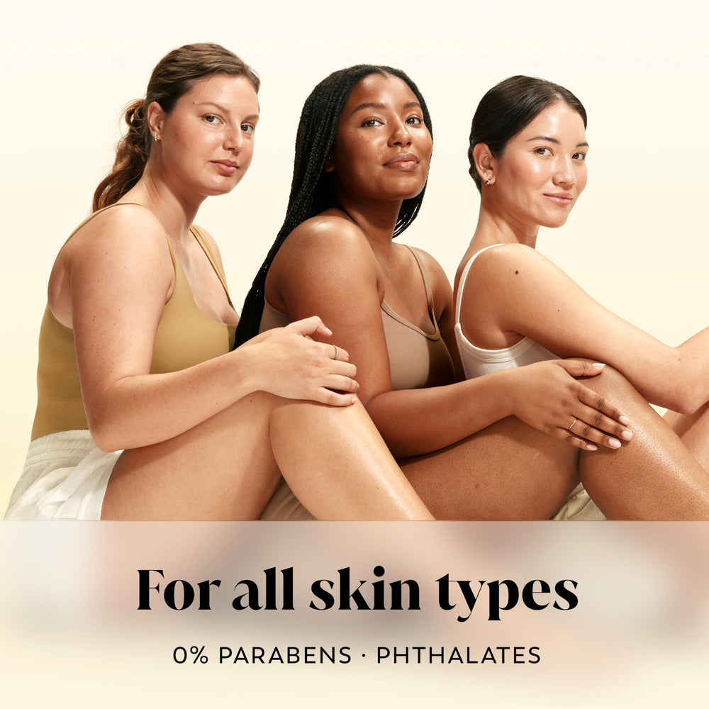 OLAY Paraben- and Phthalate-Free seal on bottle indicating safer formula.