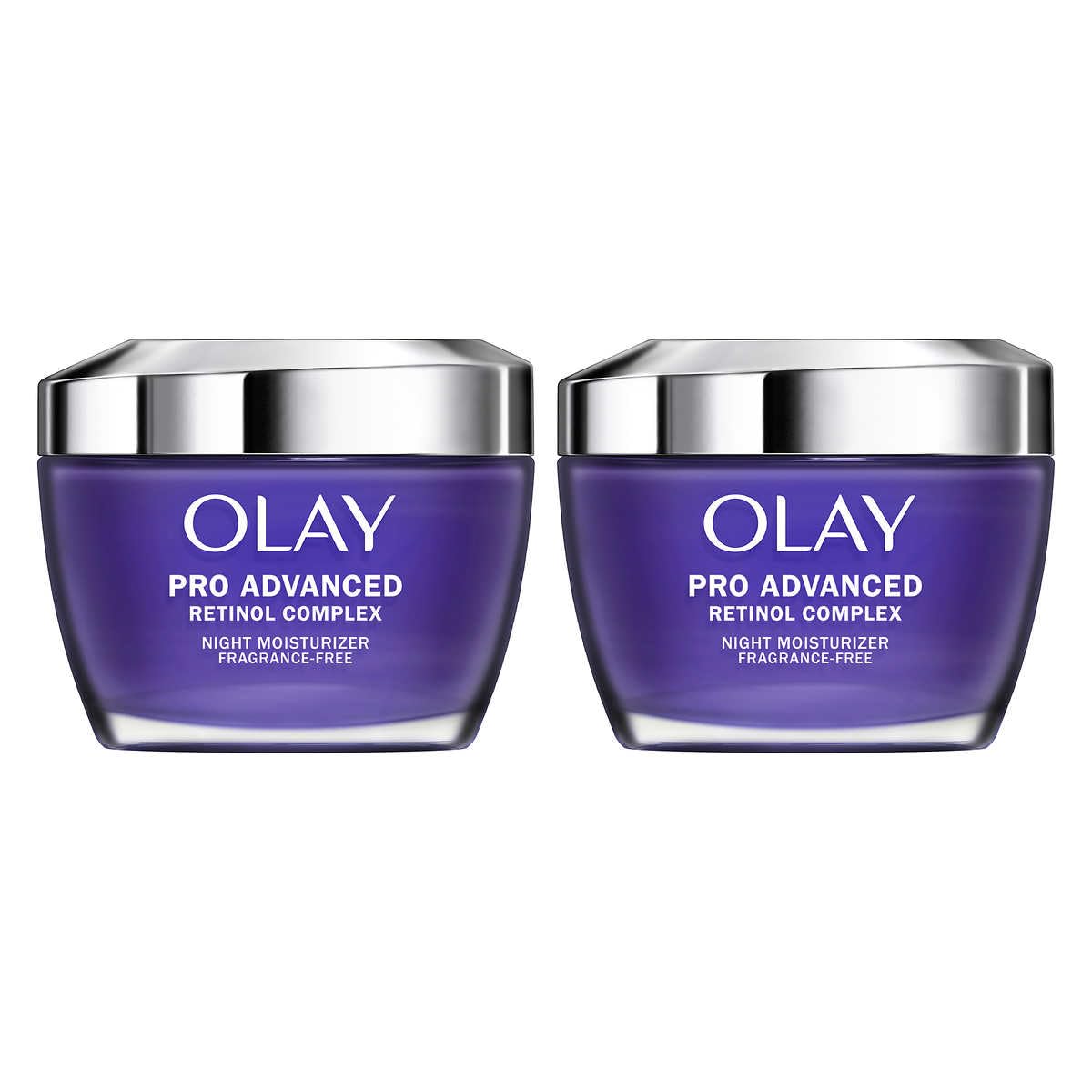 Olay Pro Advanced Retinol Complex Night Moisturizer jar for overnight rejuvenation and smoother texture