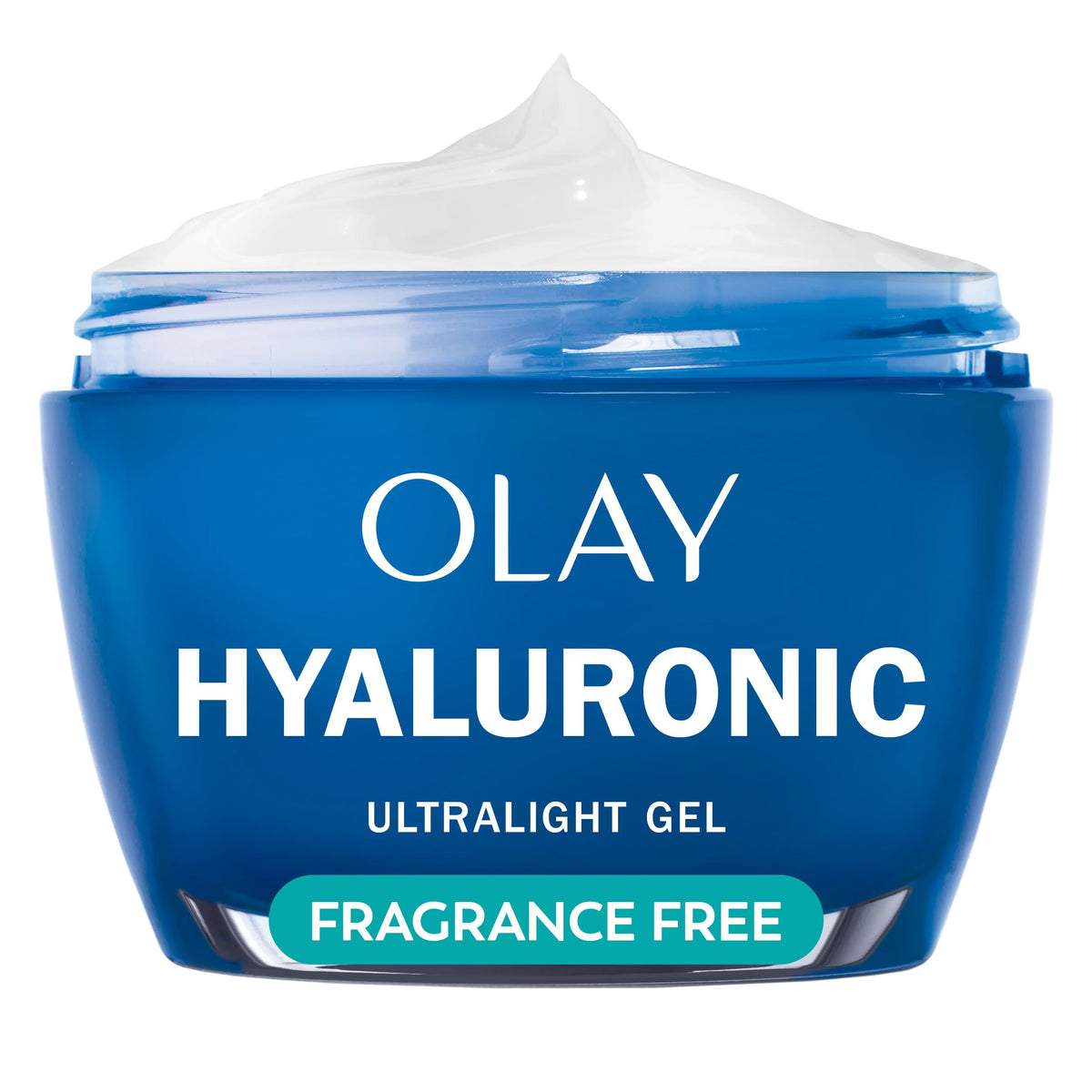 Olay Regenerist Hyaluronic + Peptide 24 gel jar delivers long-lasting hydration.
