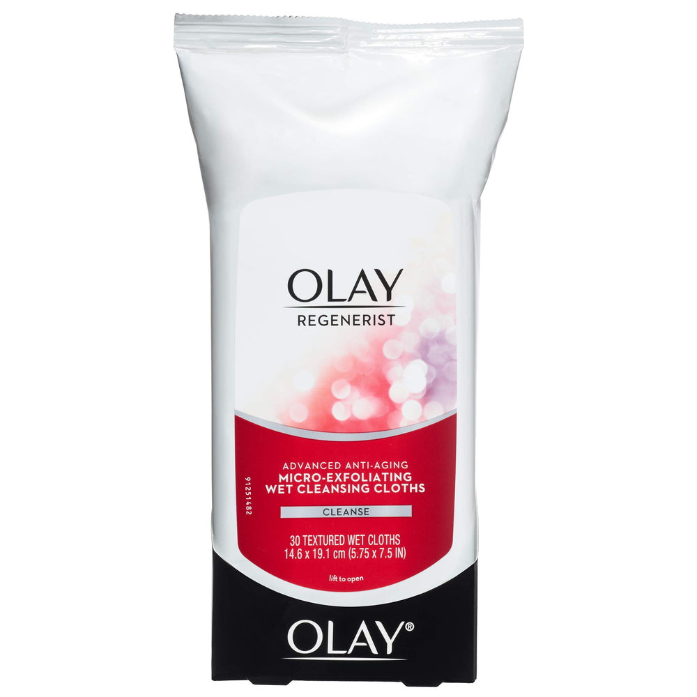 Olay Regenerist wipes removing dirt, oil and makeup on skin