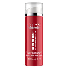 Olay Regenerist Micro-Sculpting Cream jar closeup shows rich hydration for a plump look