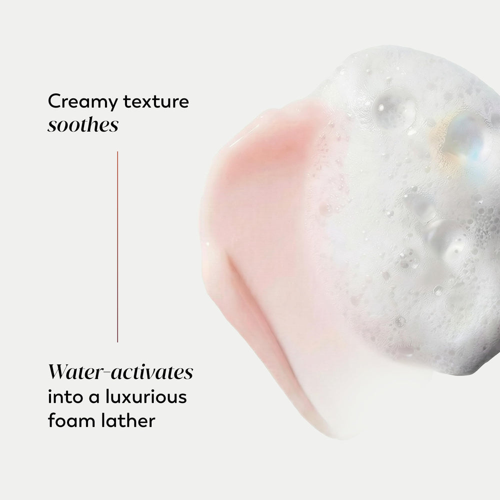 Olay cream-to-foam texture transition demonstrating gentle, hydrating lather