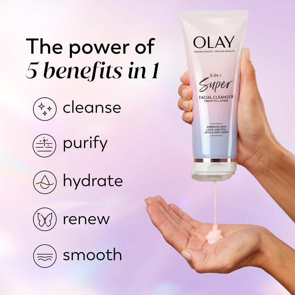 Olay pump and cap close-up illustrating convenient daily dispensing