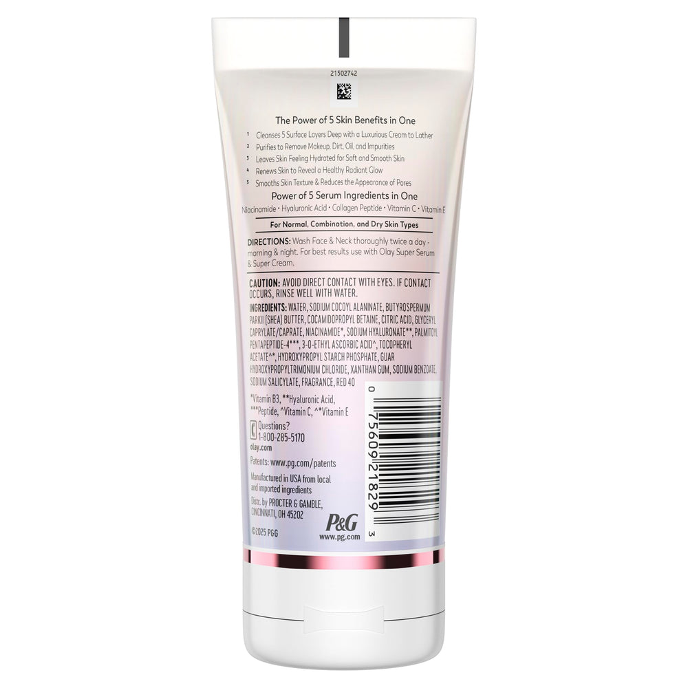 Olay user applying cleanser to face demonstrating easy daily use