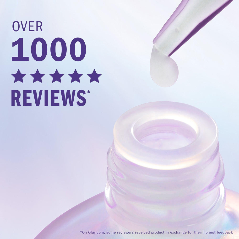 Olay Super Serum Night Repair Fragrance Free face-application captures gentle, soothing skincare moment