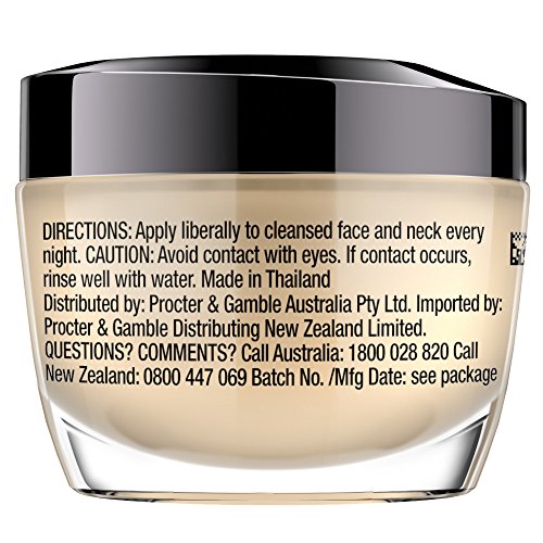 Olay Total Effects night cream label highlights vitamin-enriched formula for fresher-looking skin