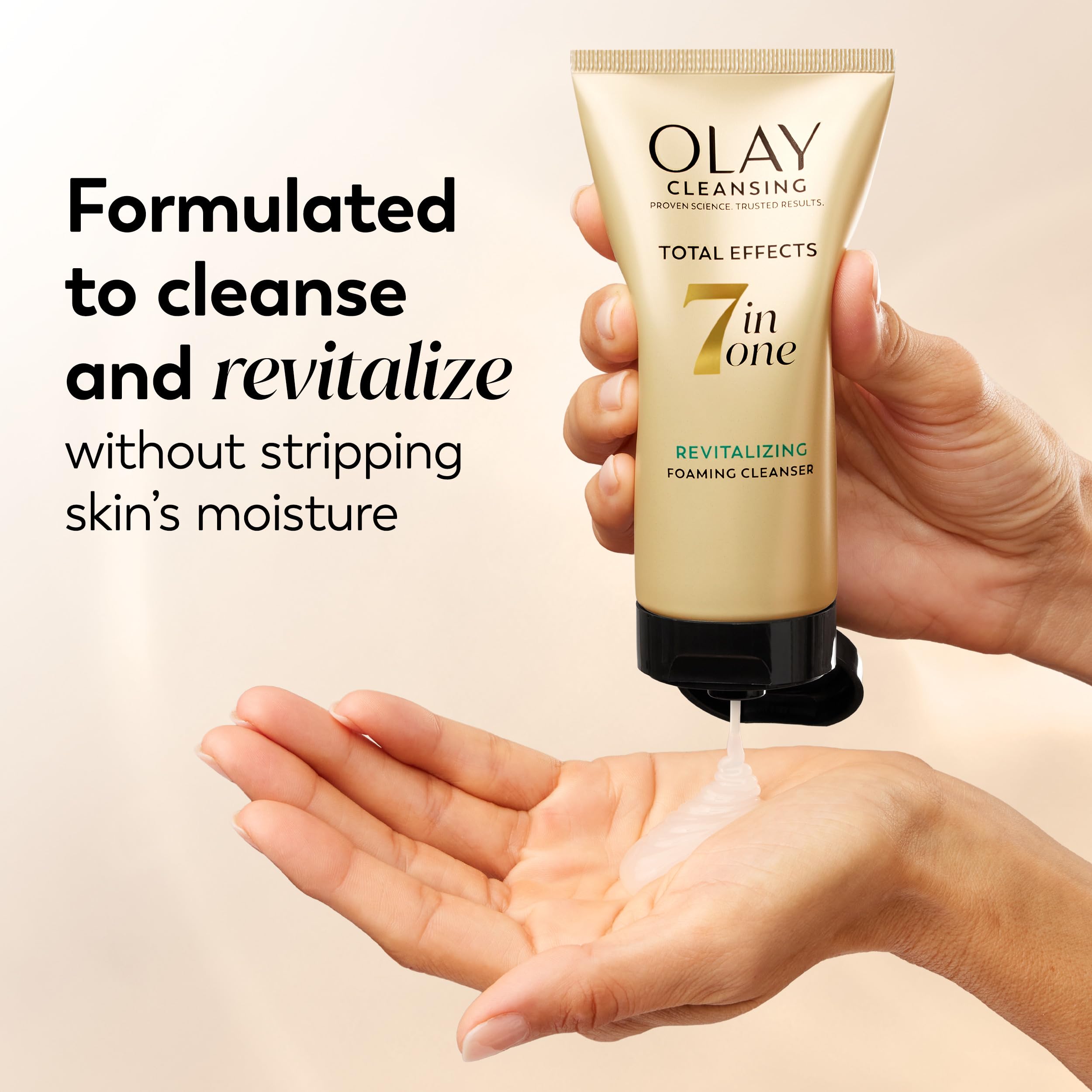 Olay Total Effects before and after comparison suggesting smoother-looking skin