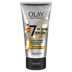 Olay Total Effects exfoliation particles closeup suggests gentle removal of dead skin.
