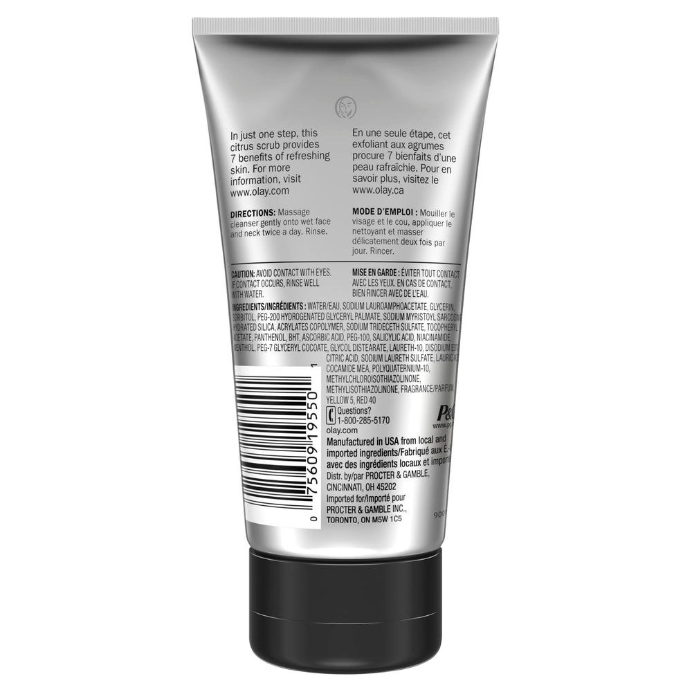 Olay Total Effects citrus packaging label view communicates a routine-ready look.