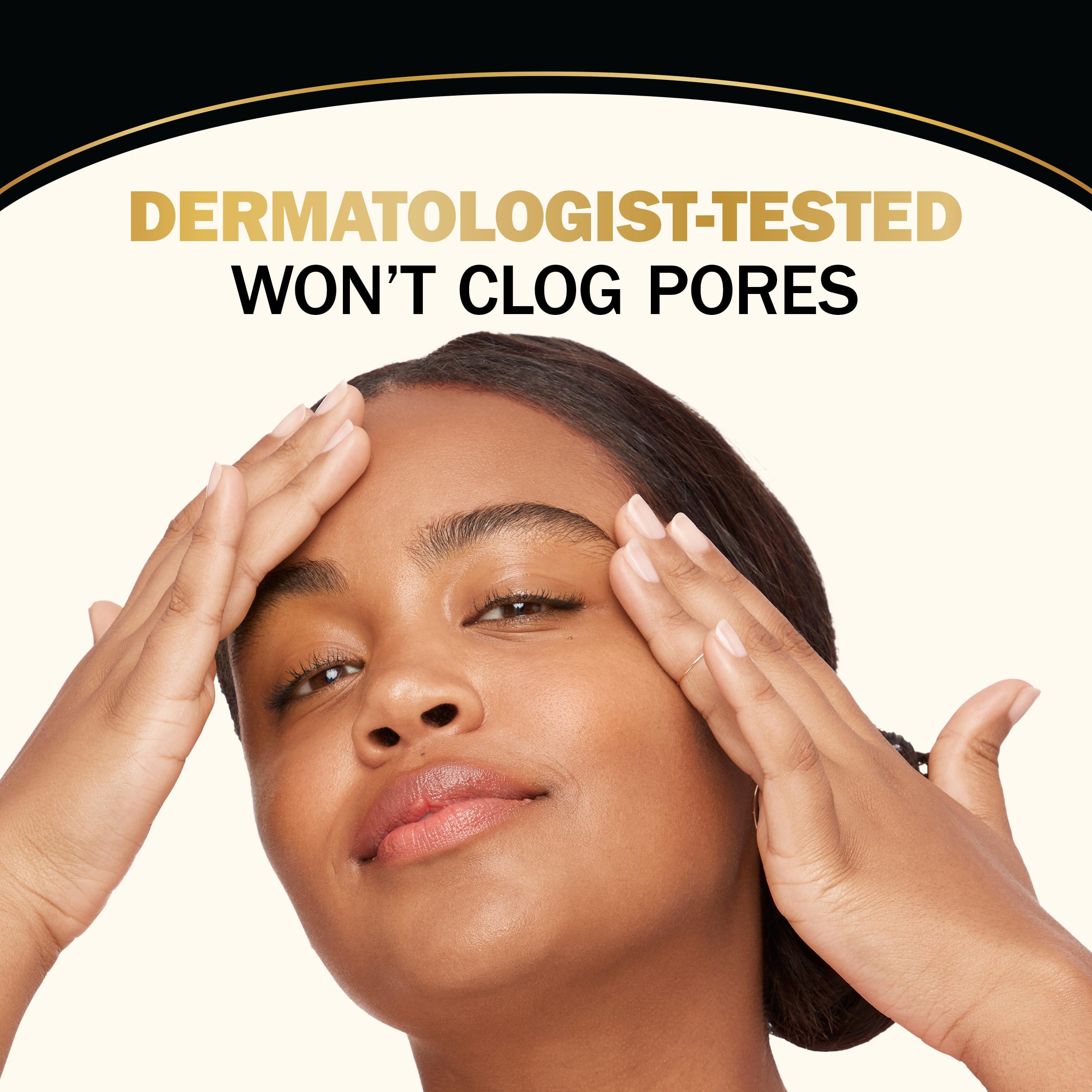 Olay Total Effects Night Firming Cream application portrait demonstrates easy, quick glide.