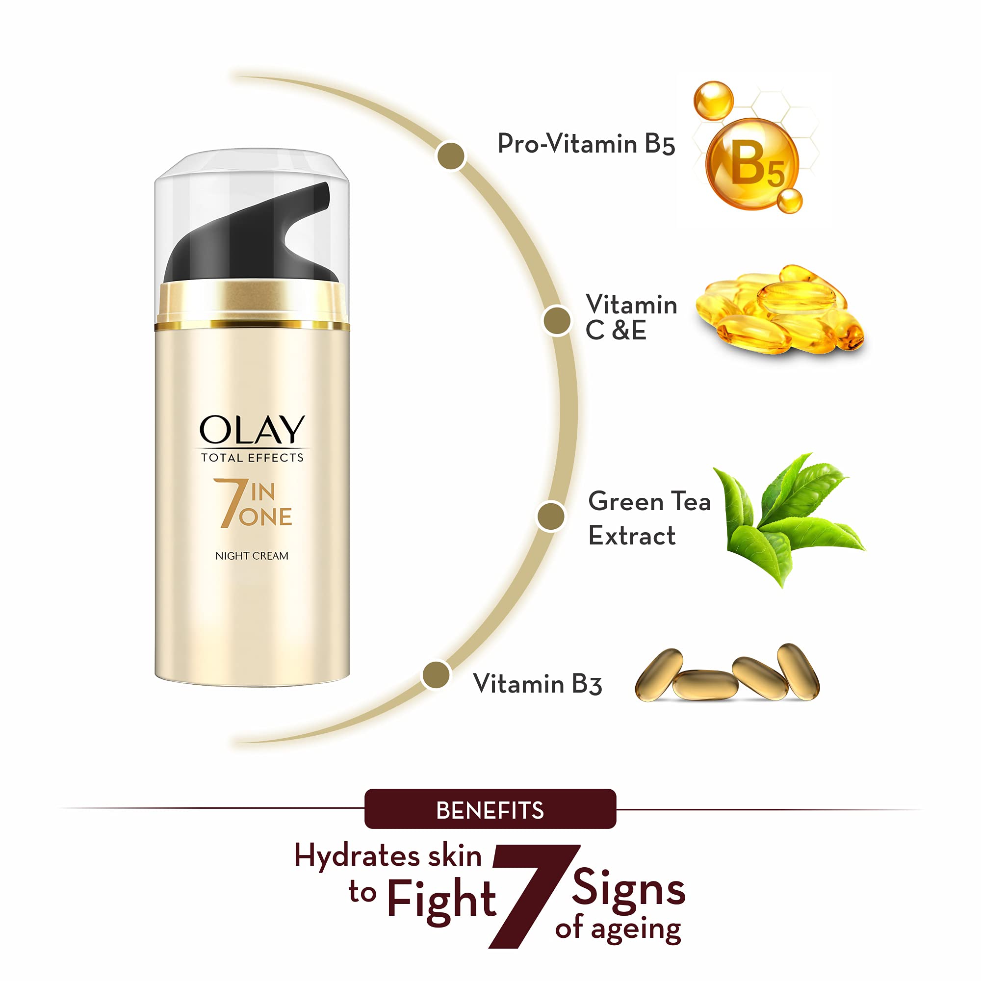 Olay Total Effects night-firming cream closeup highlights vitamin-rich formula for aging skin support