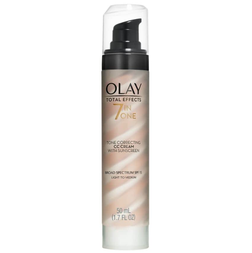 Olay Total Effects tinted cream being blended for natural-looking coverage.