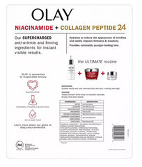 Olay Ultimate Niacinamide Eye Cream bottle close-up highlighting compact pump for easy daily use.