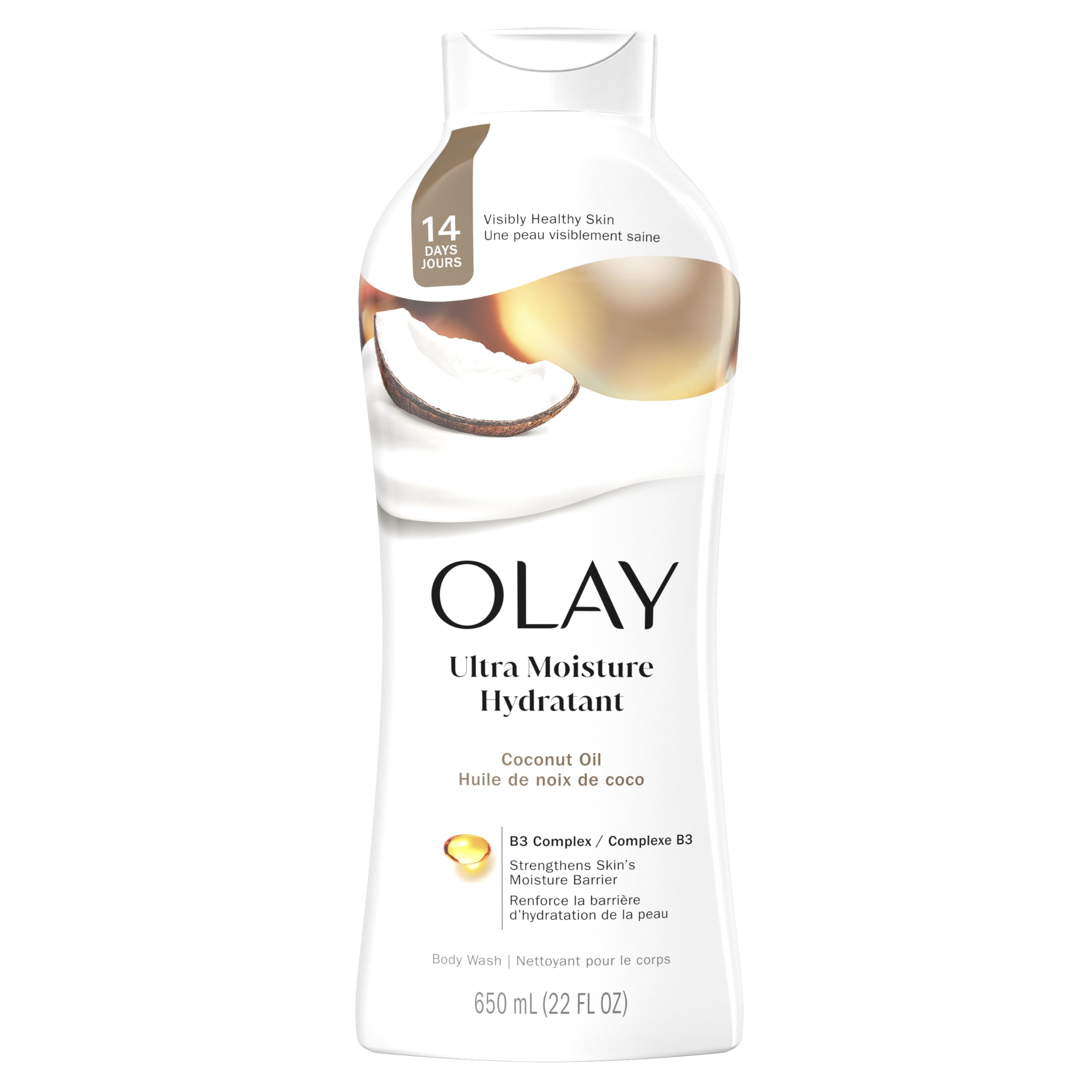 Olay Ultra Moisture hands applying foam to dry skin for 24h moisture