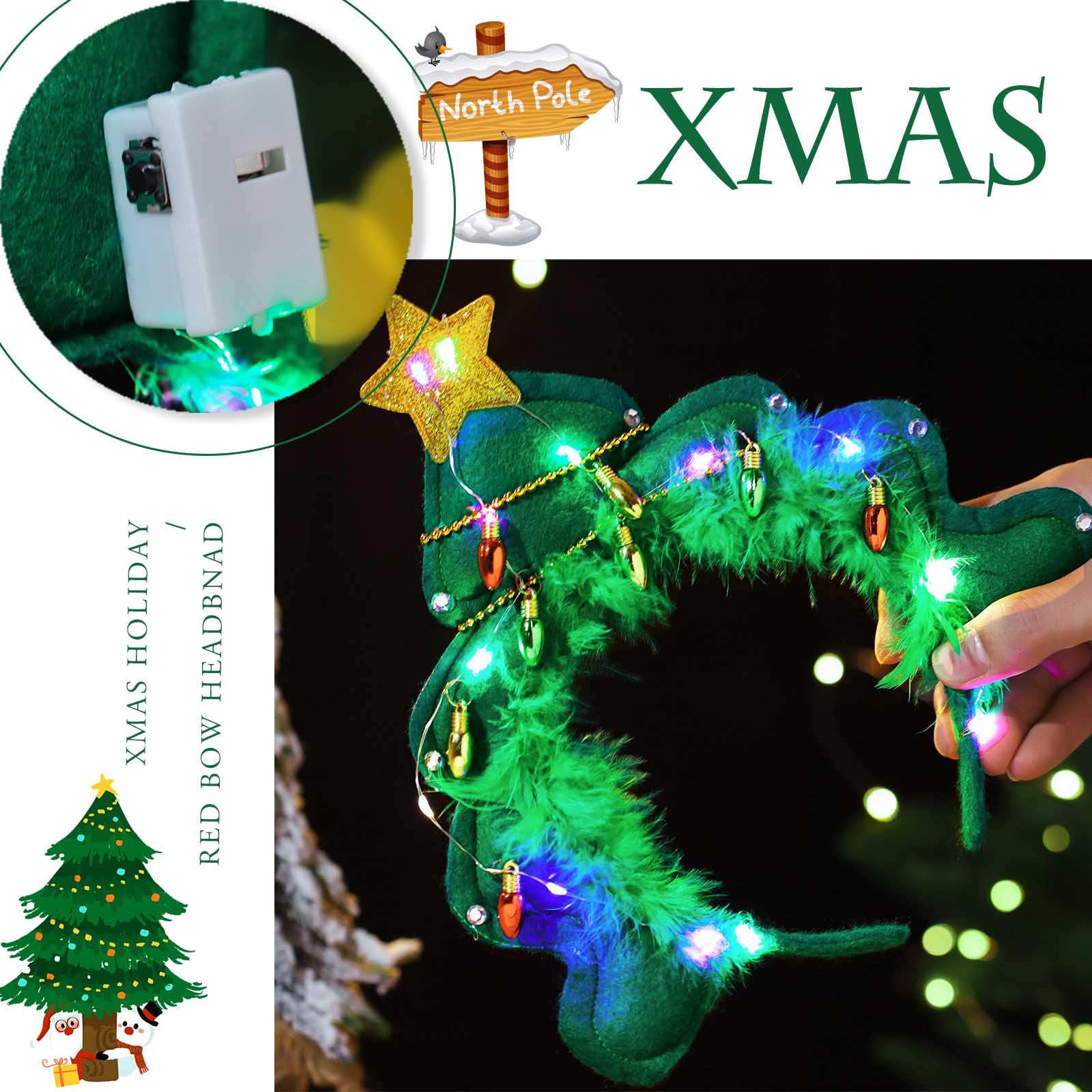 Olbye Christmas tree hairband with beaded chains and rhinestones