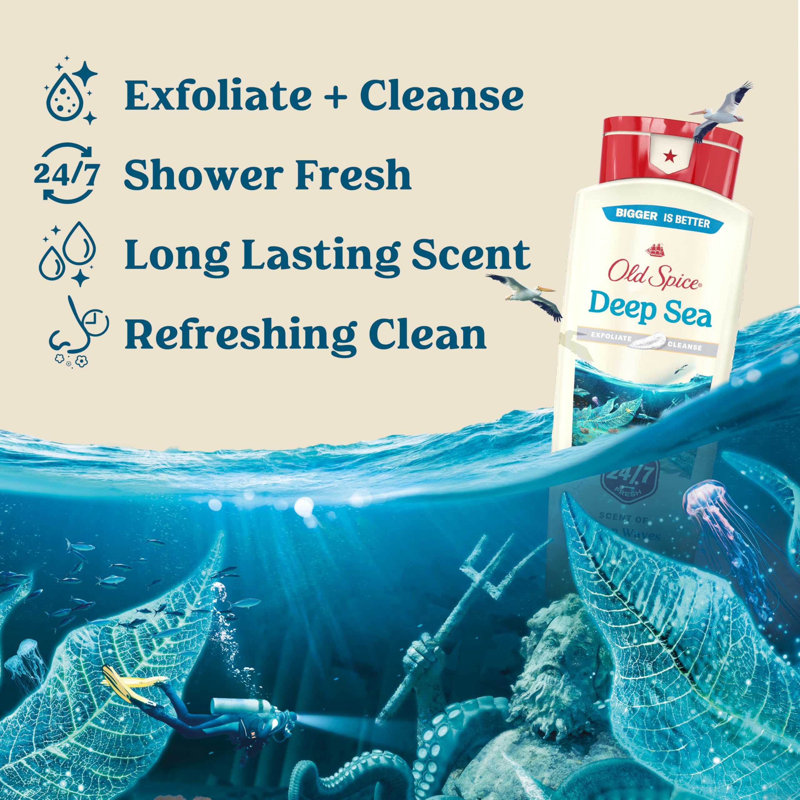 Old Spice 24/7 Shower Fresh pack keeps your routine smelling fresh.