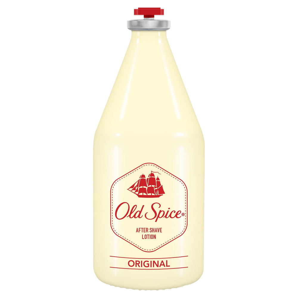 Applying Old Spice After Shave Lotion Original after shaving for refreshing finish