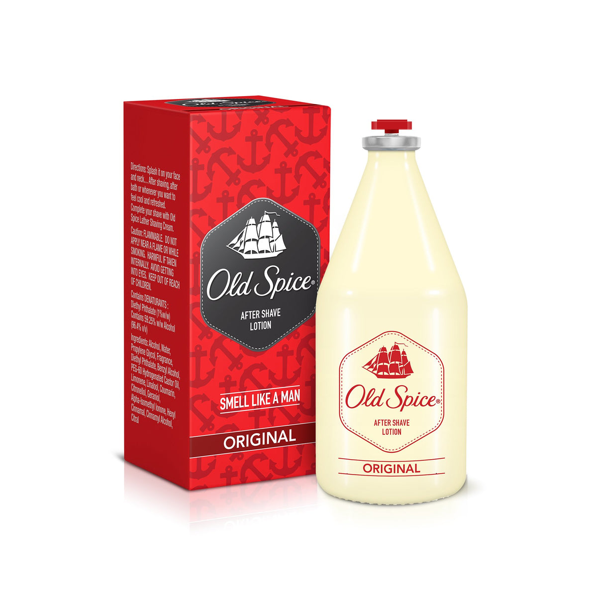 Old Spice After Shave Lotion Original bottle shows masculine fragrance for post-shave freshness