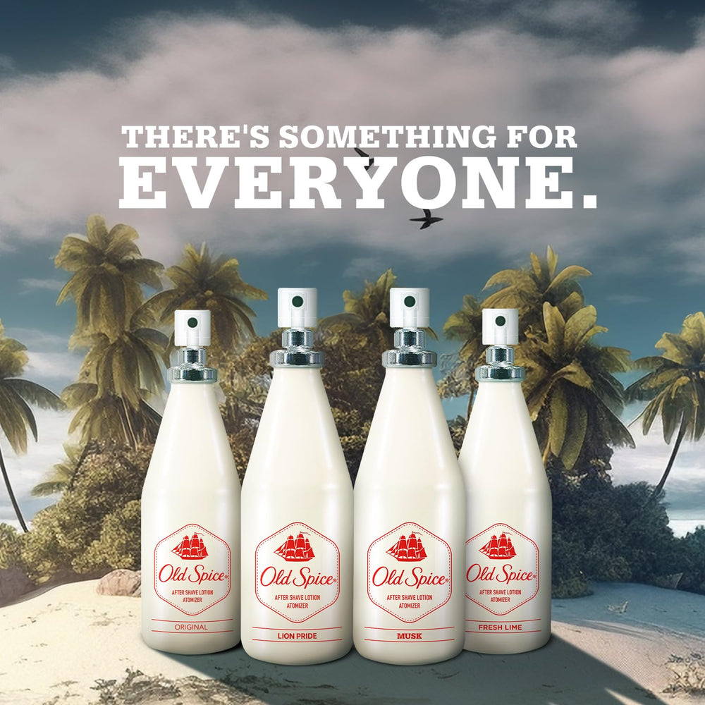 Old Spice Aftershave Lotion Original neck application for refreshed skin after shaving.