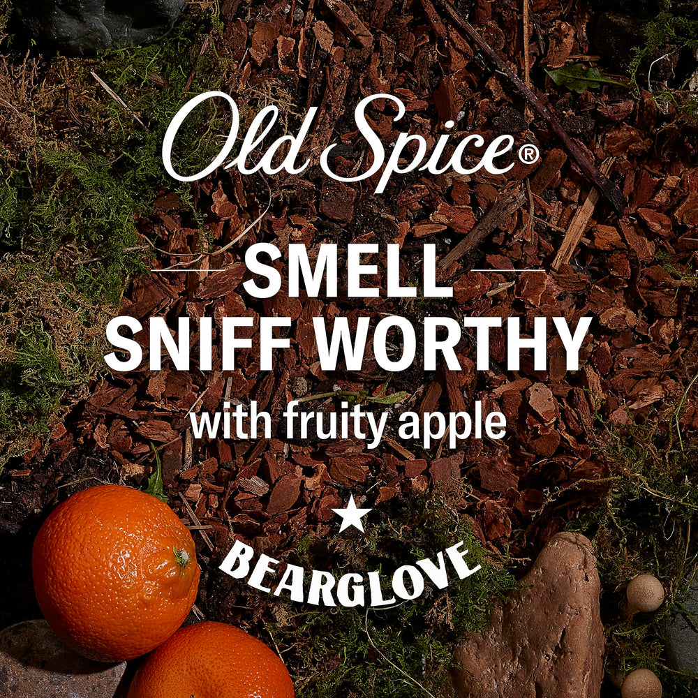 Old Spice Bearglove bottle back — spray nozzle for easy use.