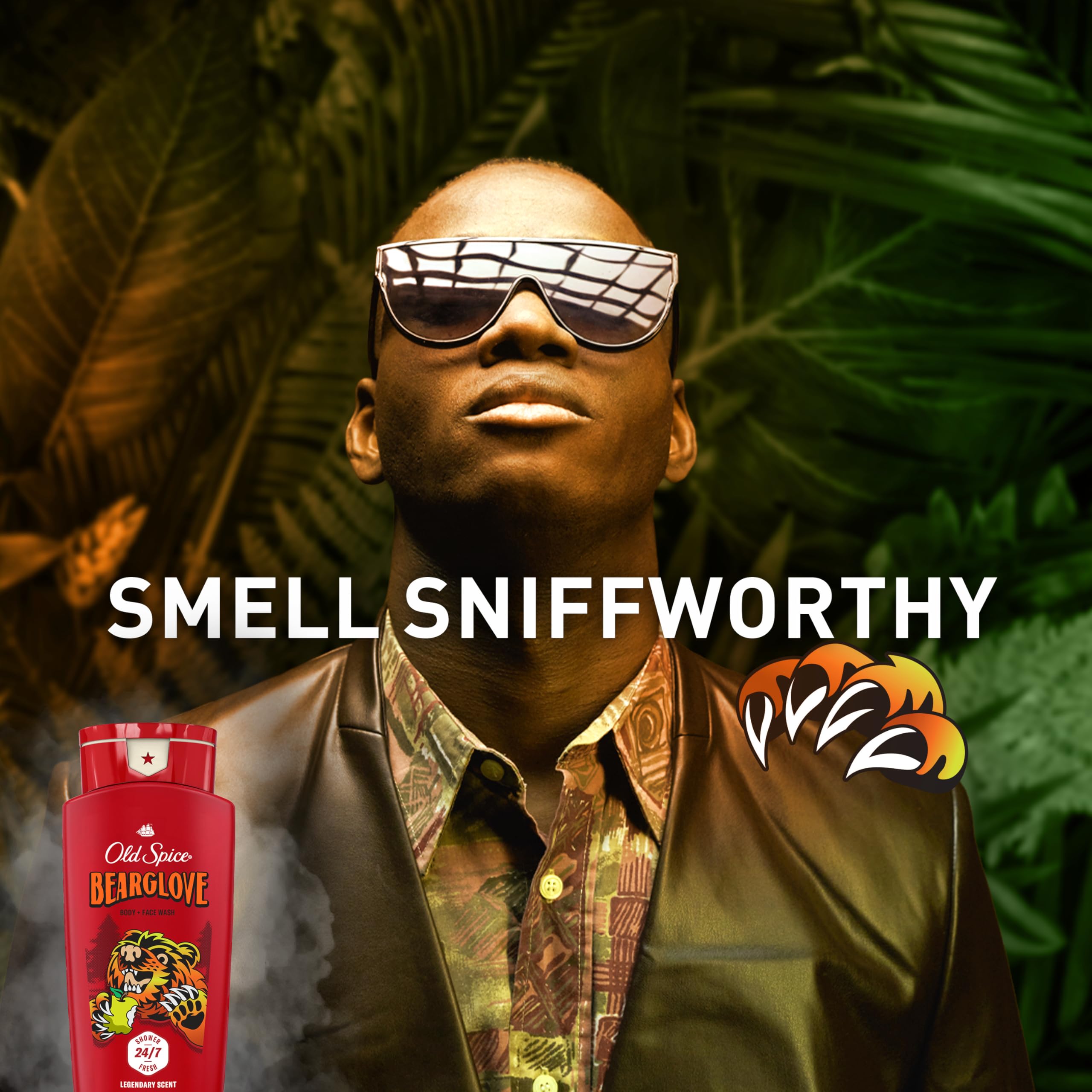 Old Spice Bearglove scent closeup highlights apple, citrus hints for everyday confidence.