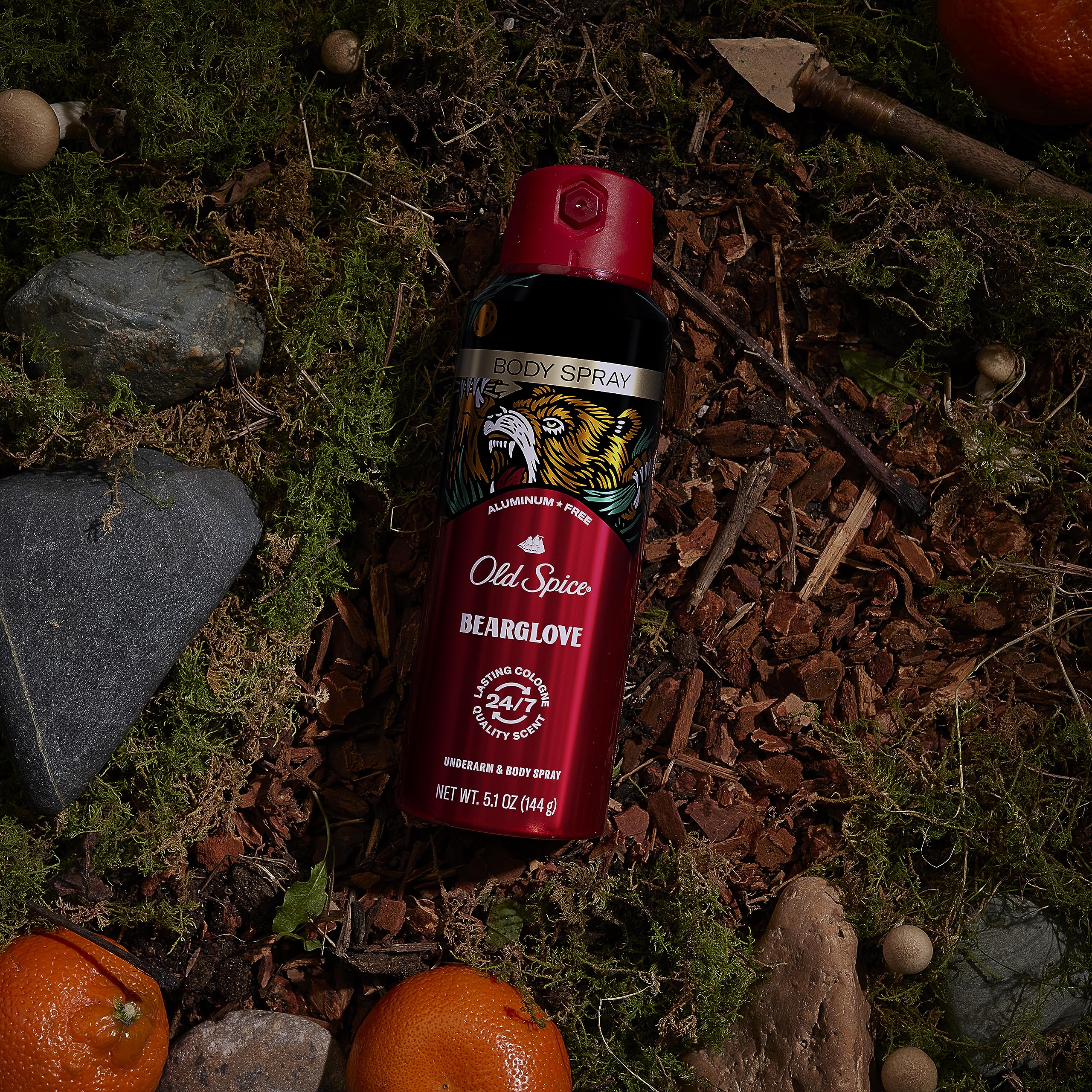 Old Spice Bearglove spray-action — quick mist for on-the-go refresh.