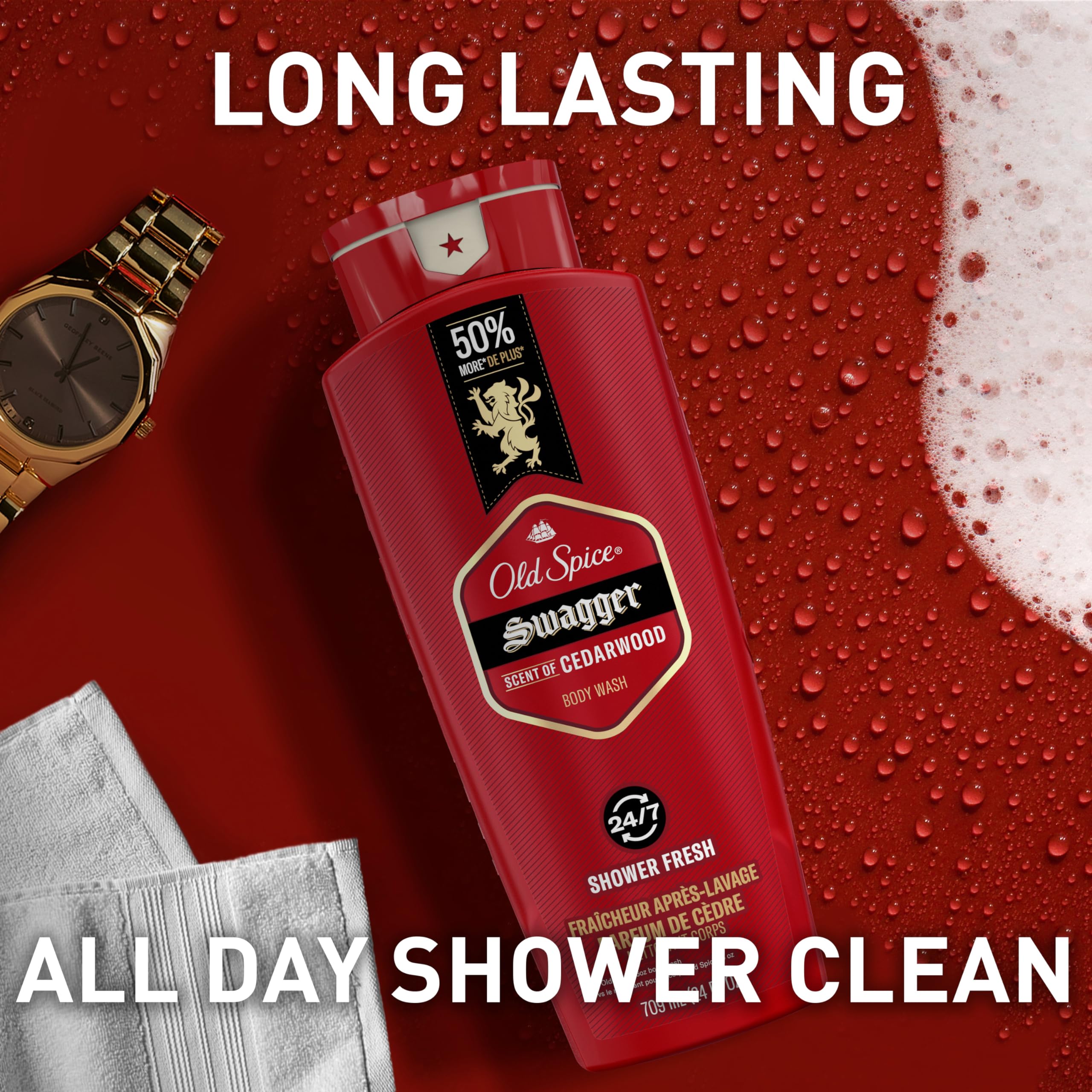 Old Spice Body Wash rinsing action removes dirt while leaving a refreshed feel.