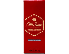 Old Spice Classic After Shave bottle side label emphasizes musk-spice-citrus scent
