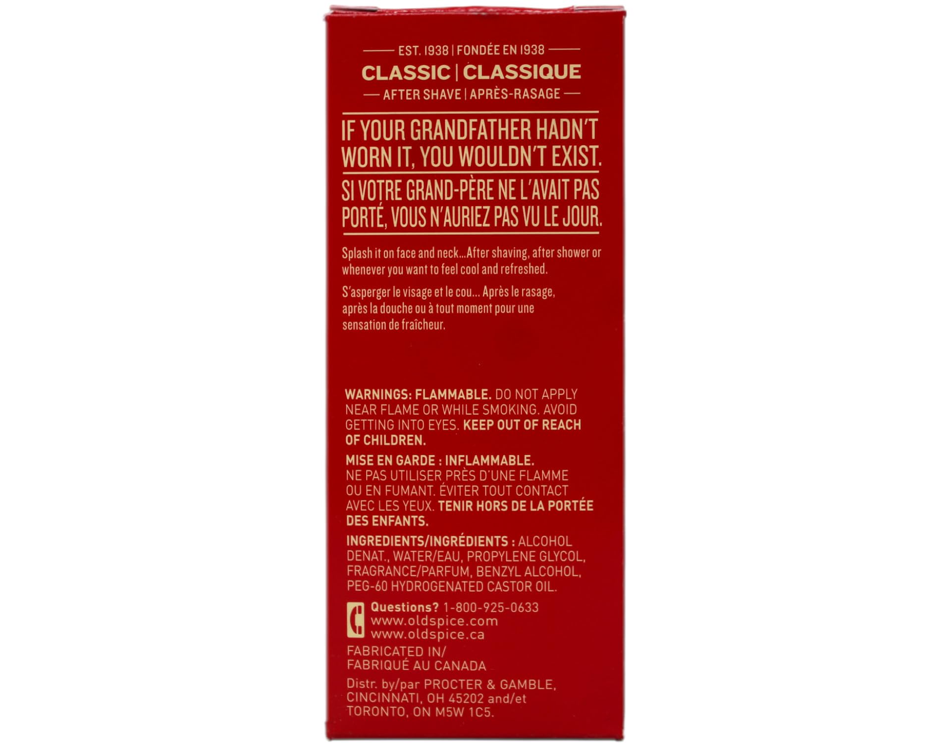 Old Spice Classic After Shave open bottle neck for splash-on use