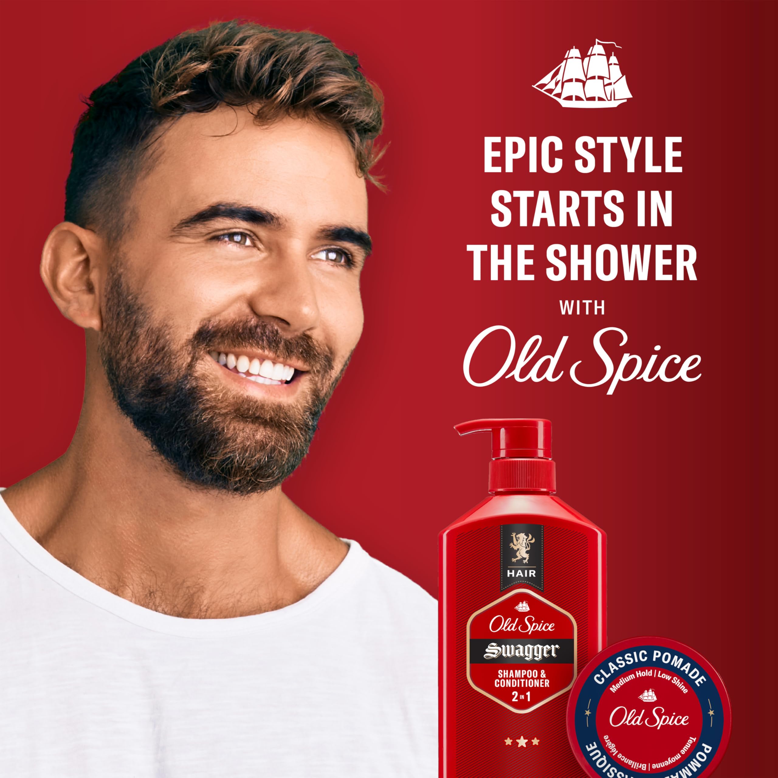 Old Spice Classic Pomade ready for damp or dry hair for styling flexibility.