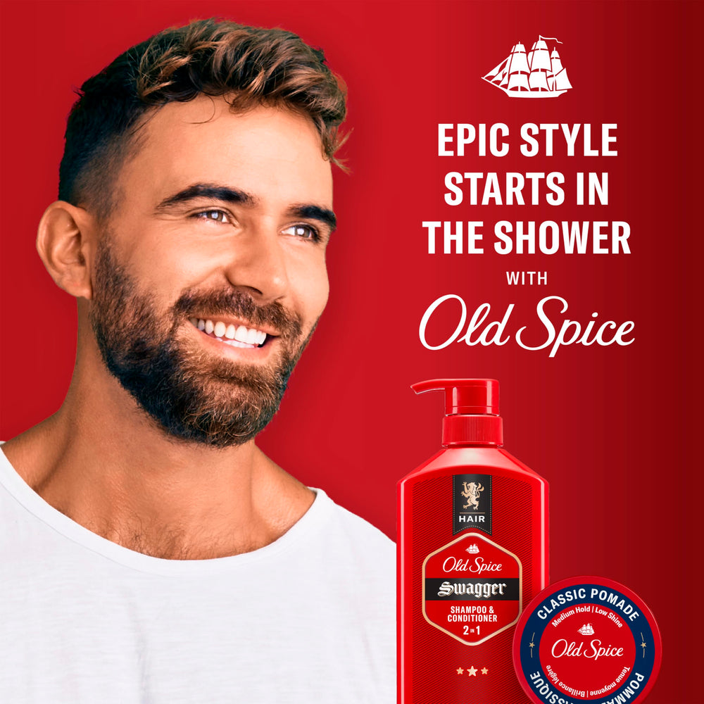 Old Spice Classic Pomade ready for damp or dry hair for styling flexibility.