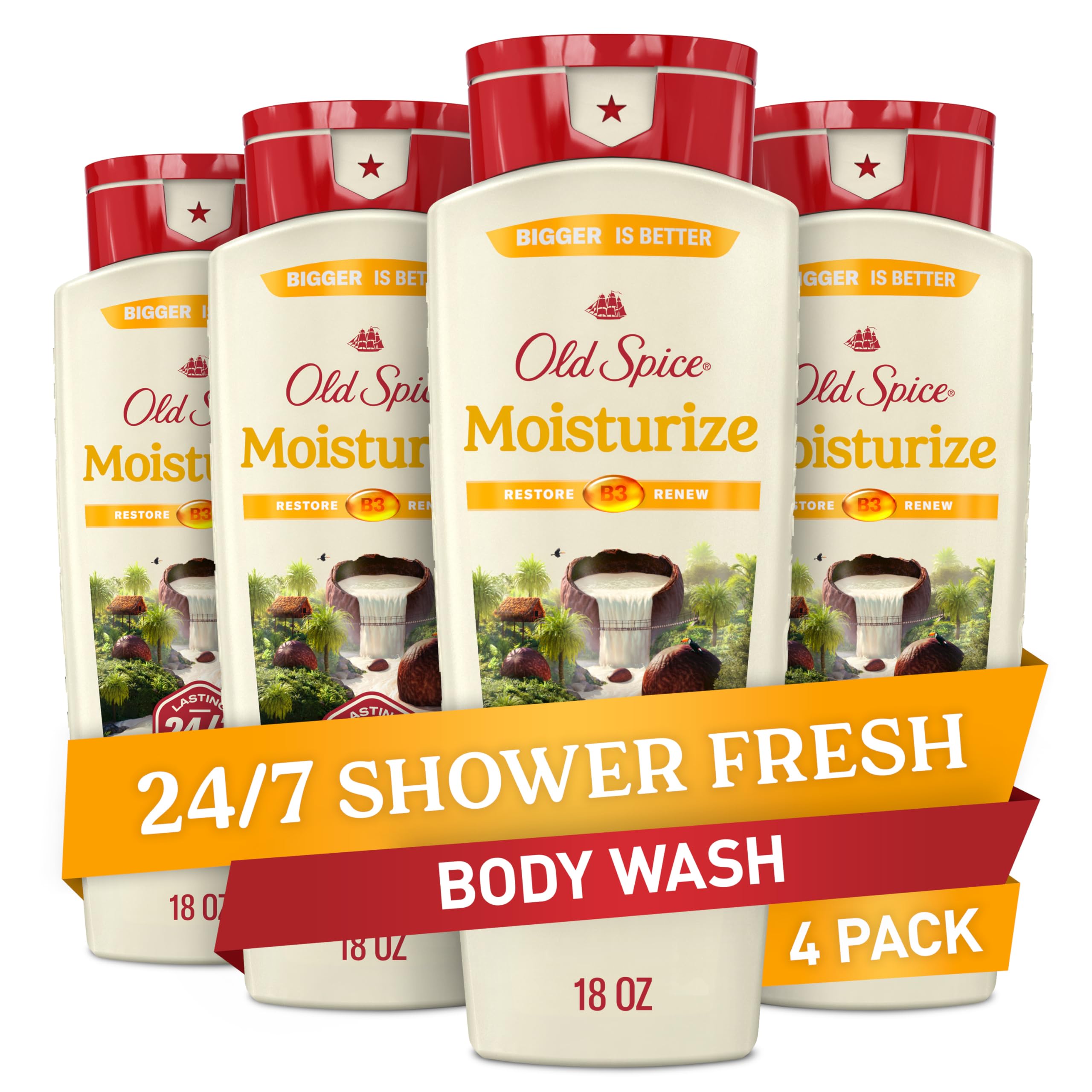 Old Spice cleansing body wash bottle front with 24/7 long-lasting scent.