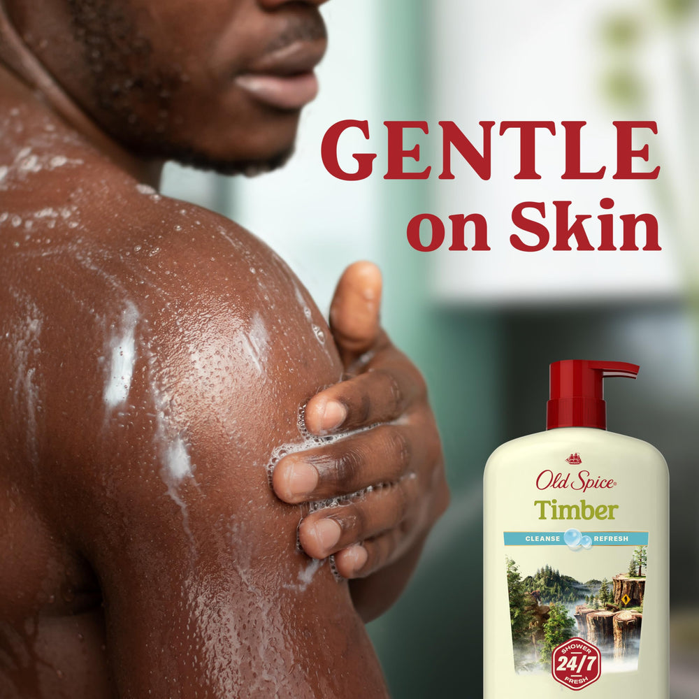 Old Spice cleansing body wash foamy shower foam delivers rich lather.