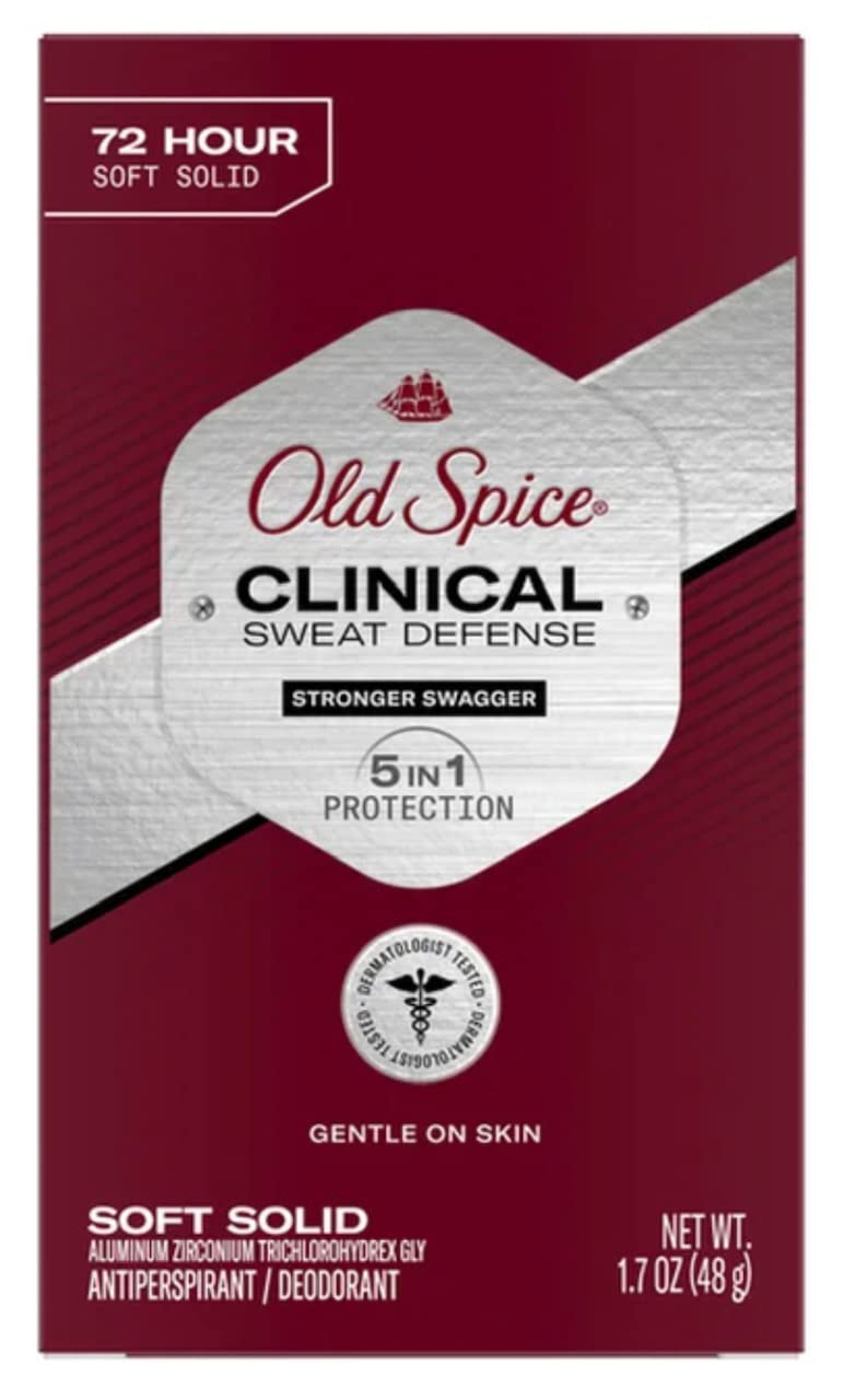 Old Spice Clinical Sweat Defense front view showing powerful defense against sweat.