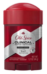 Close-up of Old Spice Clinical Sweat Defense label highlighting its dermatologist-tested formula.