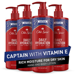 Old Spice daily hydration lotion bottle pump delivers all-day moisture for dry skin