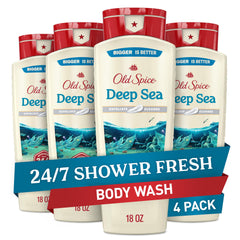 Old Spice Deep Cleanse bottle showing lasting scent for daily showers.
