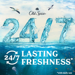 Old Spice Deep Sea scent with ocean waves evokes cooling freshness.