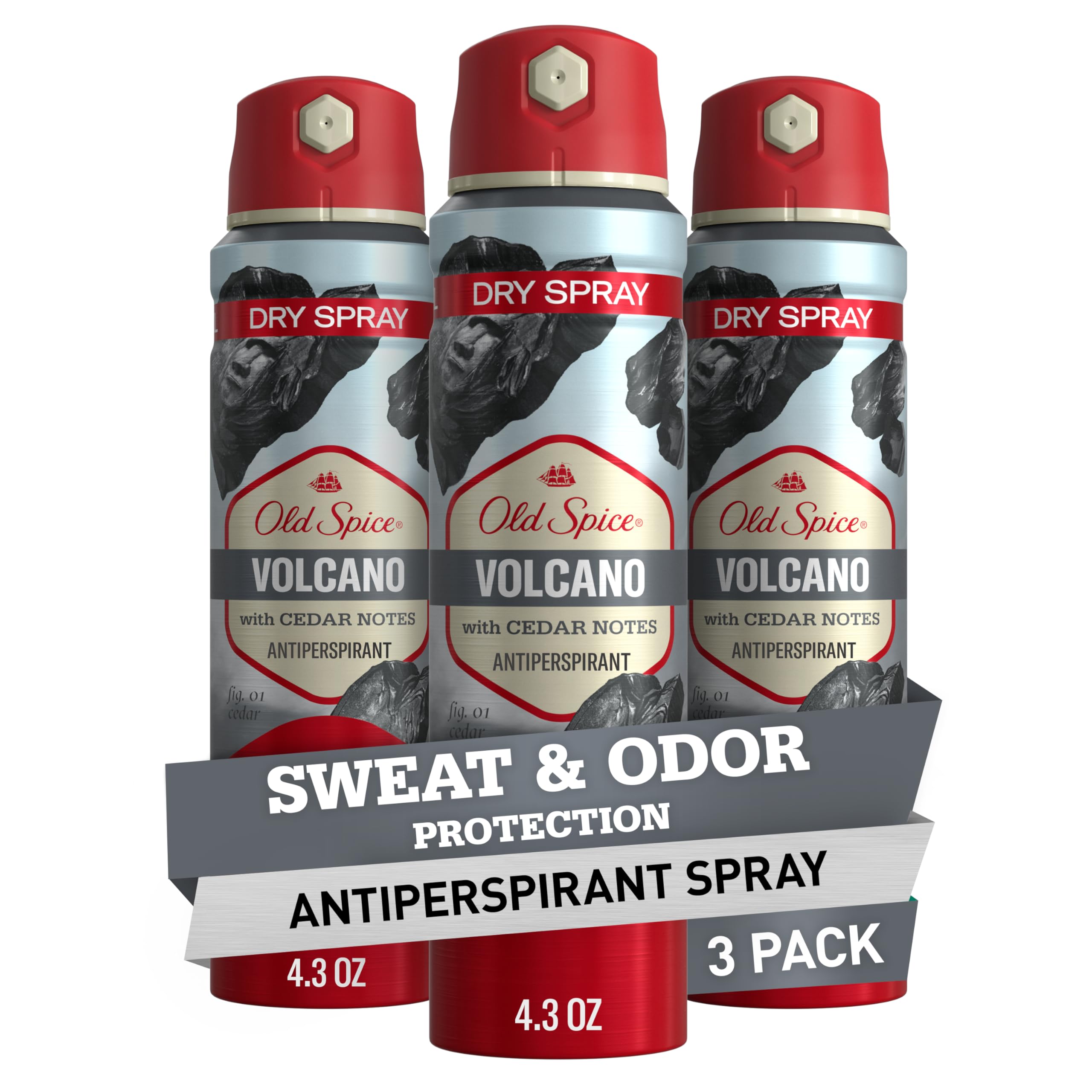 Old Spice Volcano Cedar bottle shows bold cedar notes for all-day freshness
