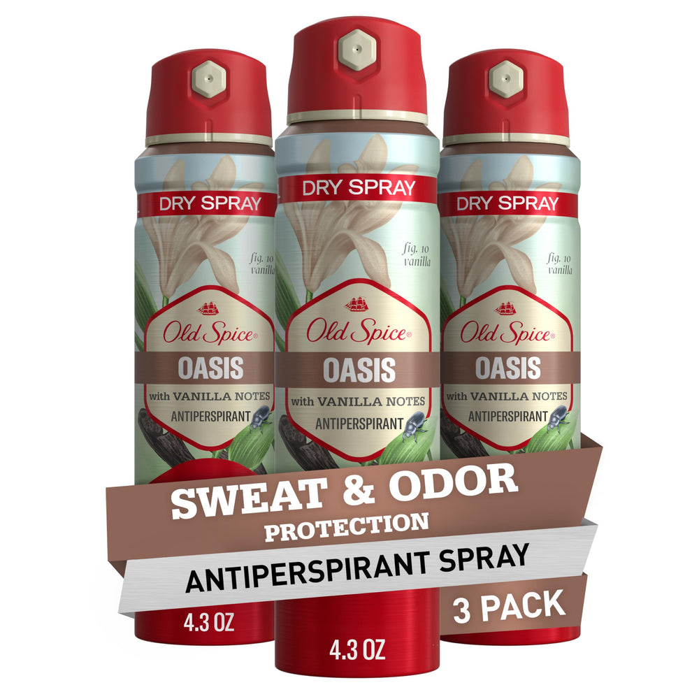 Old Spice Dry Spray bottle shows 24/7 freshness for daily activities