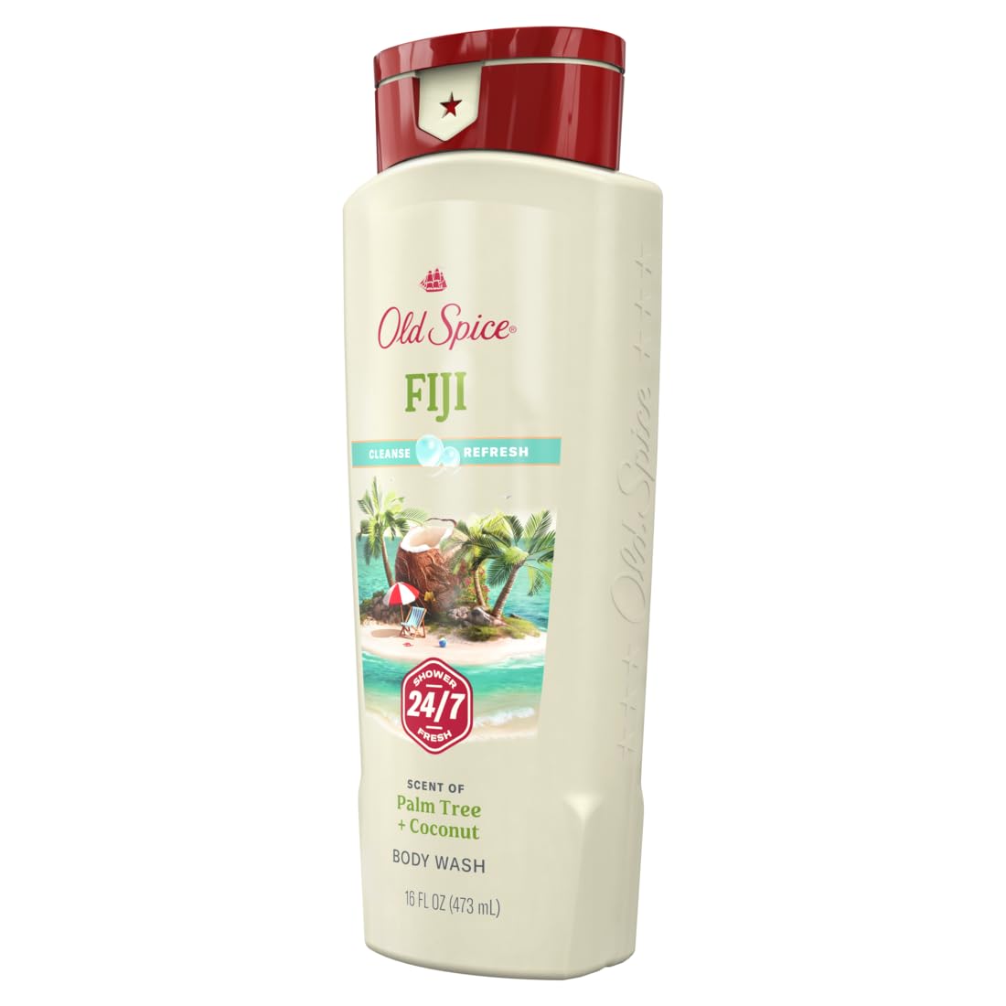 Old Spice Fresher Collection Fiji shower scene highlighting refreshing lather after workout