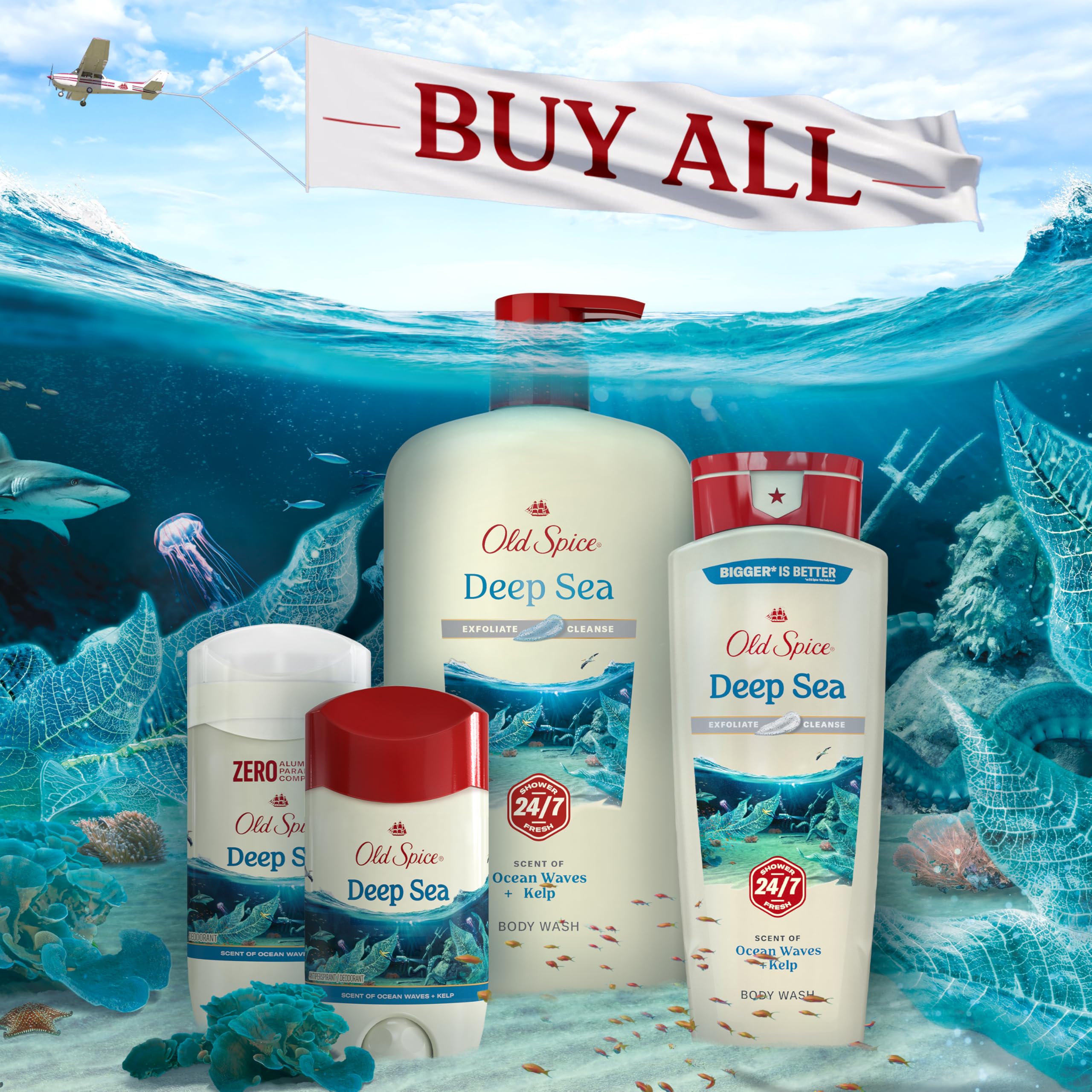Old Spice 24/7 freshness represented with underarm protection image.
