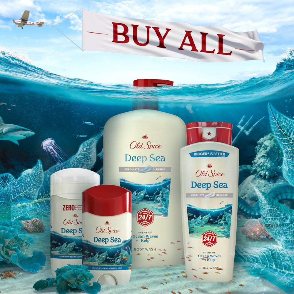 Old Spice 24/7 freshness represented with underarm protection image.