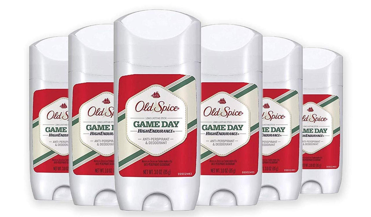 Old Spice Game Day stick front view shows lasting odor protection