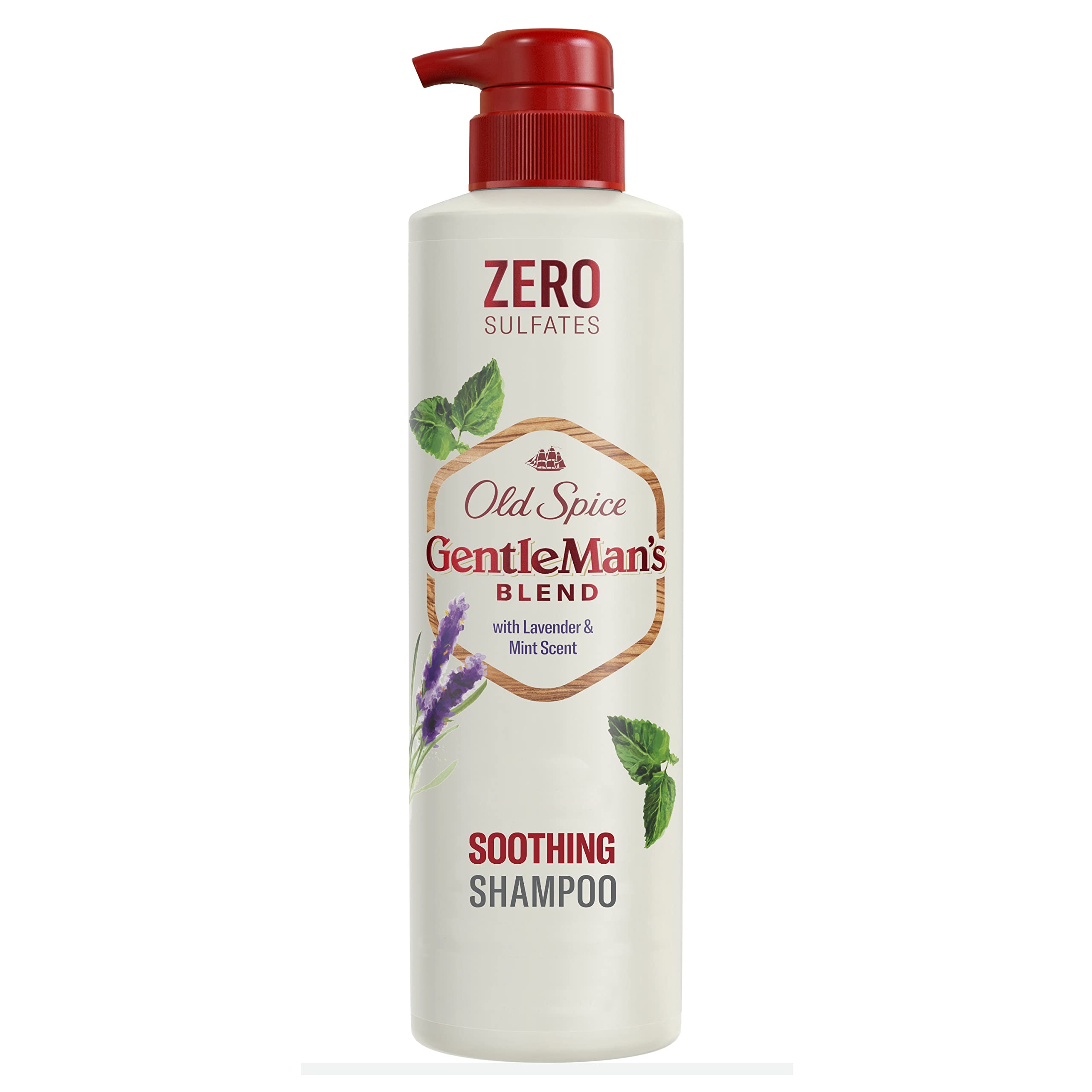 Old Spice Gentleman’s Blend shampoo bottle with lavender and mint for soothing cleanse.