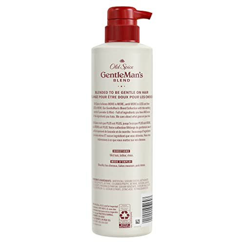 Old Spice Gentleman’s Blend shampoo label highlighting premium scent for daily rituals.