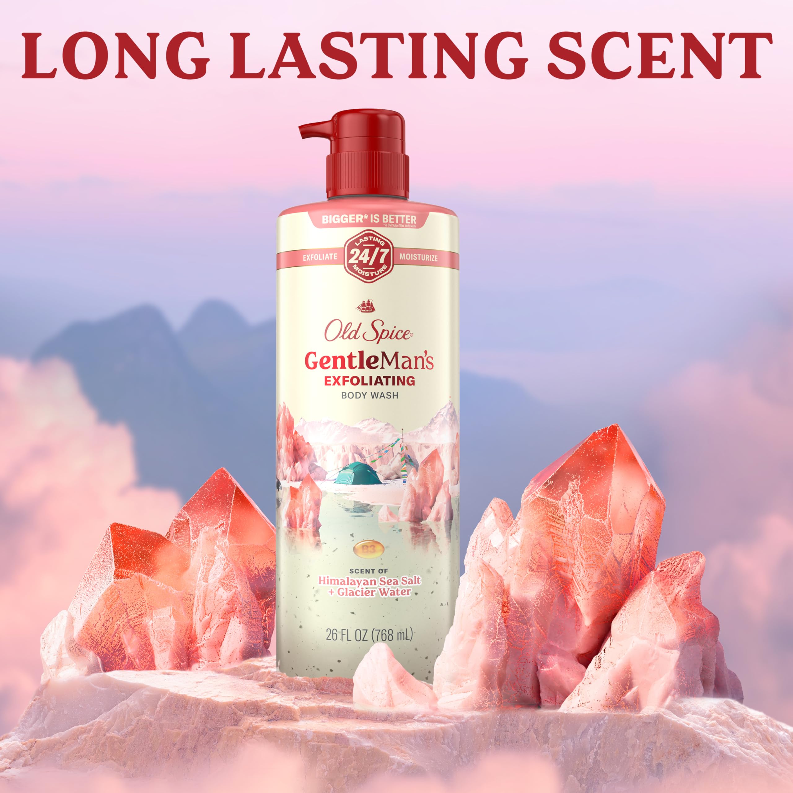 Glacier Water scent element on Old Spice GentleMan's body wash bottle